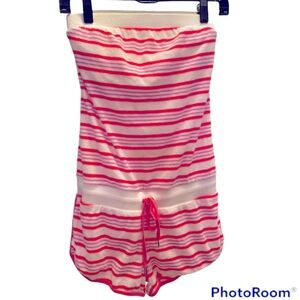 Y2K SEXY HTF TERRYCLOTH STRAPLESS STRIPED ROMPER JUMPSUIT PLAYSUIT ⭐️⭐️⭐️⭐️⭐️